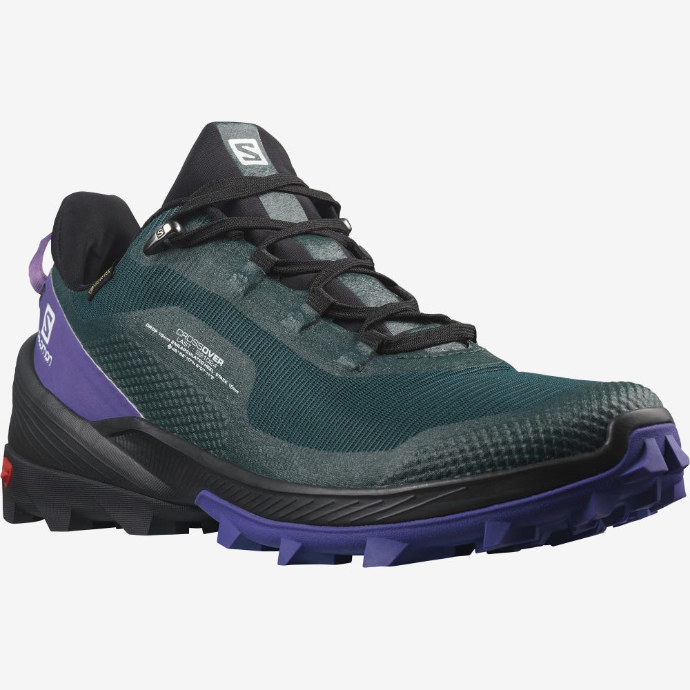 Salomon CROSS OVER GORE-TEX Női Túracipő MélyZöld/Fekete/Királykék Lila | TWE106935
