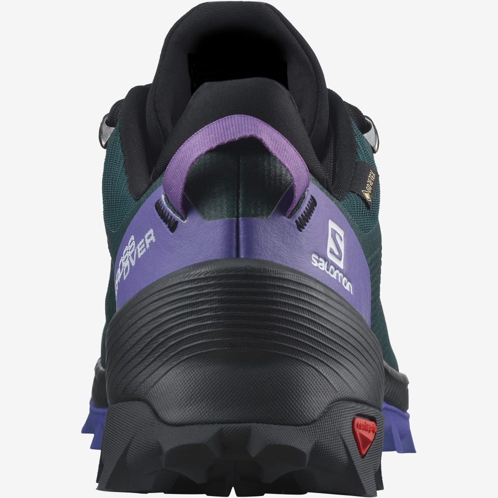 Salomon CROSS OVER GORE-TEX Női Túracipő MélyZöld/Fekete/Királykék Lila | TWE106935