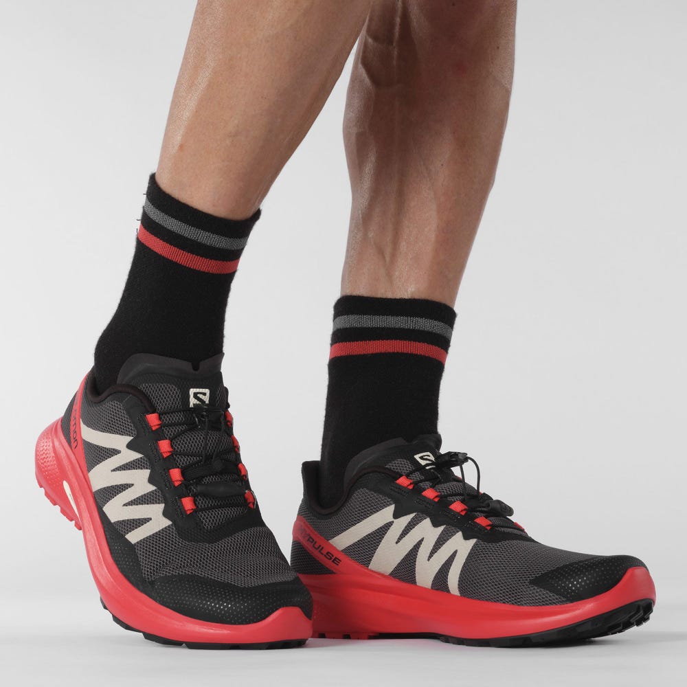 Salomon HYPULSE Férfi Terepfutó Cipő Szürke/Piros/Fekete | WQB574968