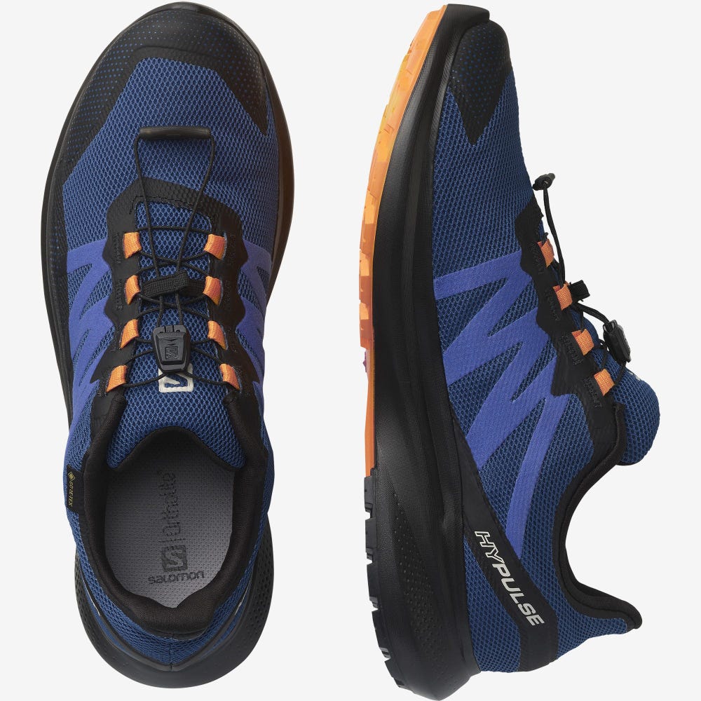Salomon HYPULSE GORE-TEX Férfi Terepfutó Cipő Kék/Fekete/Narancssárga | NPU714205