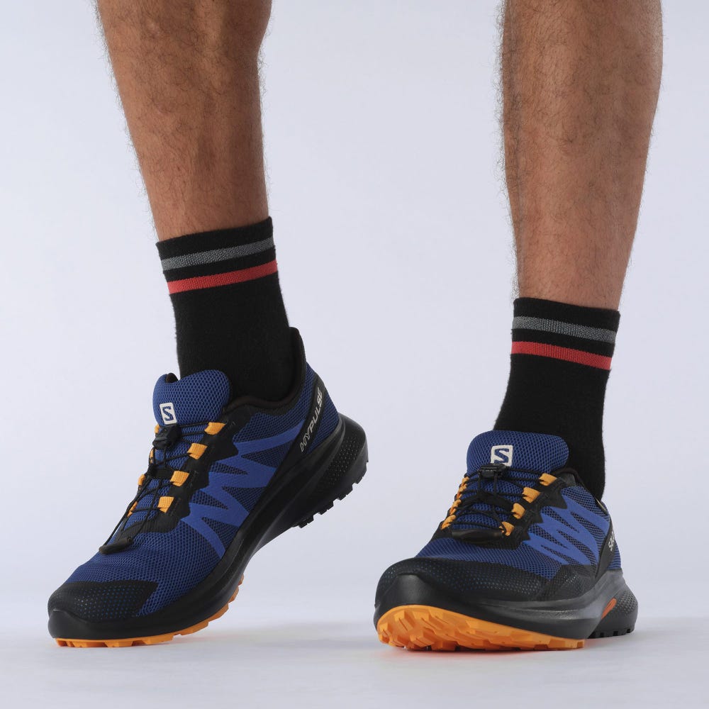 Salomon HYPULSE GORE-TEX Férfi Terepfutó Cipő Kék/Fekete/Narancssárga | NPU714205