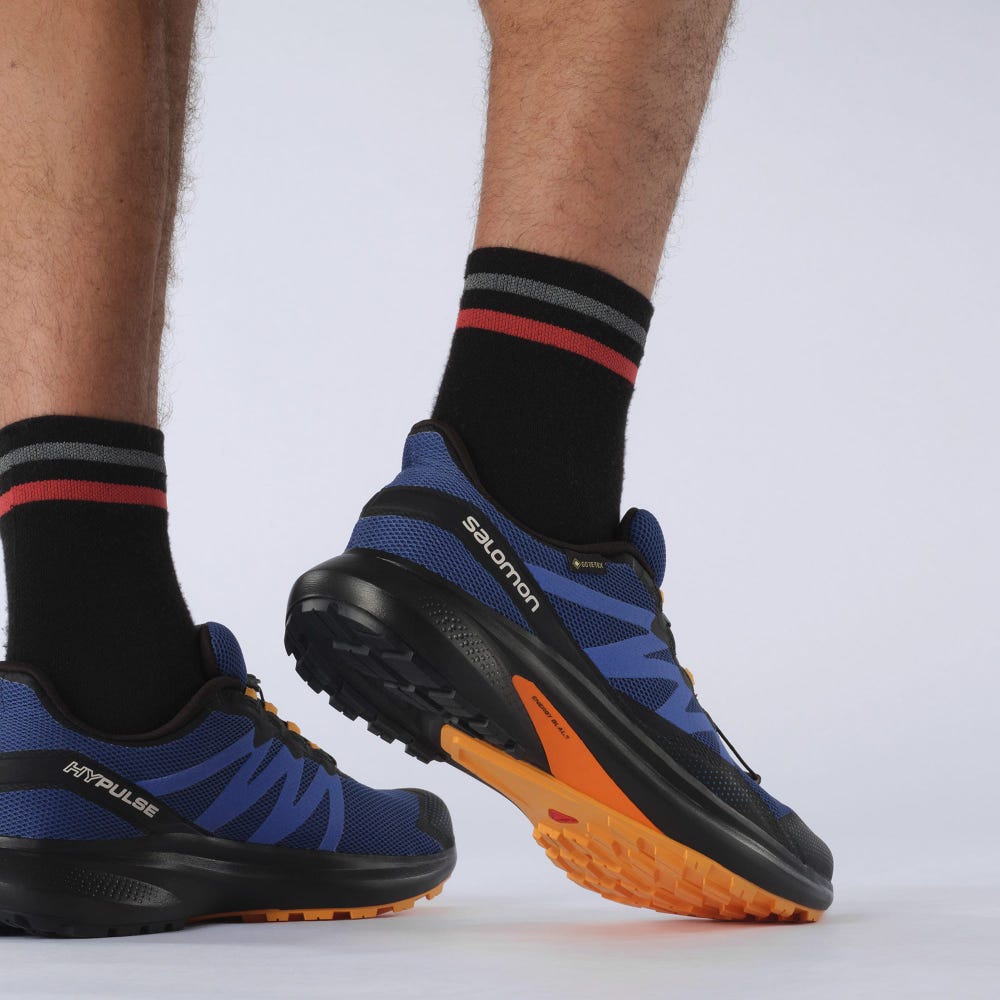 Salomon HYPULSE GORE-TEX Férfi Terepfutó Cipő Kék/Fekete/Narancssárga | NPU714205