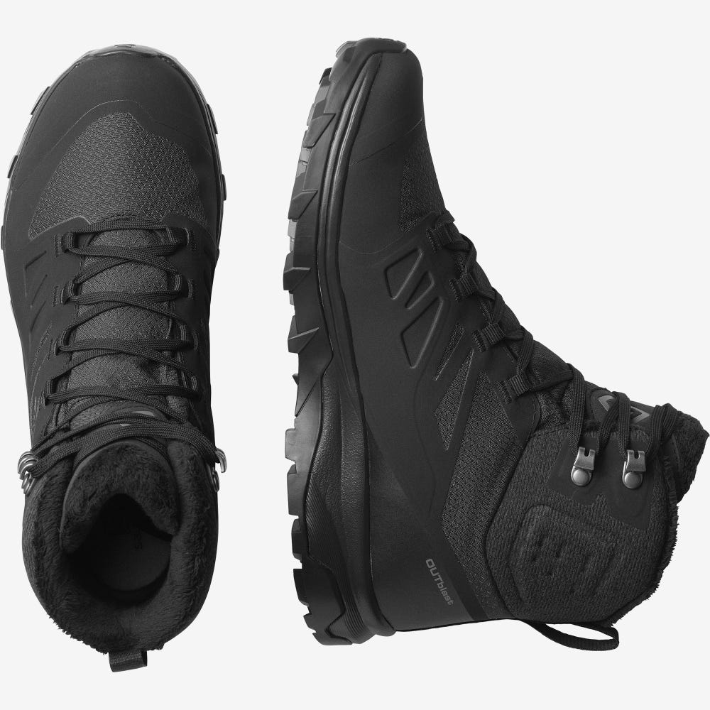 Salomon OUTBLAST THINSULATE™ CLIMASALOMON™ WATERPROOF Női Túrabakancs Fekete | EDL648923