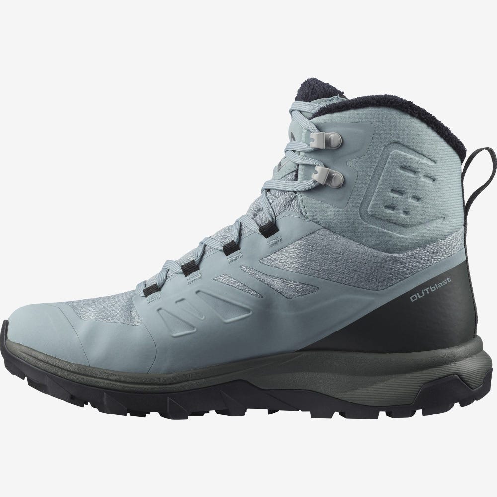 Salomon OUTBLAST THINSULATE™ CLIMASALOMON™ WATERPROOF Női Túrabakancs Zöld/Fekete | IXC420658