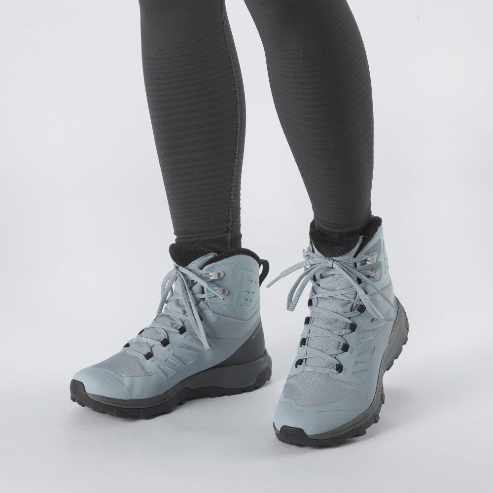 Salomon OUTBLAST THINSULATE™ CLIMASALOMON™ WATERPROOF Női Túrabakancs Zöld/Fekete | IXC420658
