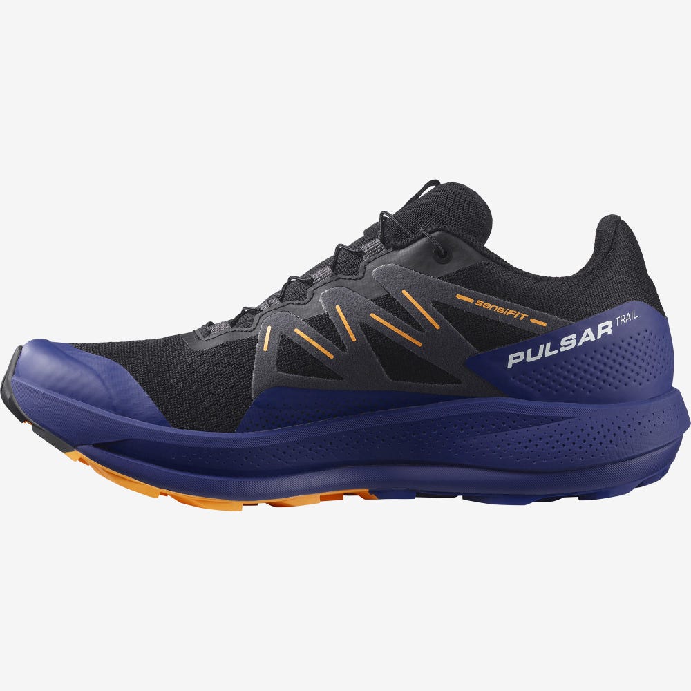 Salomon PULSAR TRAIL Férfi Terepfutó Cipő Fekete/Kék/Narancssárga | JQL170285