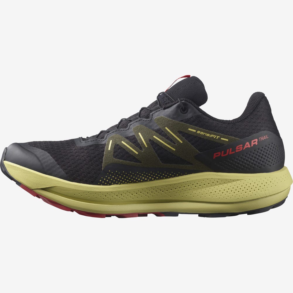 Salomon PULSAR TRAIL GORE-TEX Férfi Terepfutó Cipő Fekete/Zöld/Piros | KXI627549