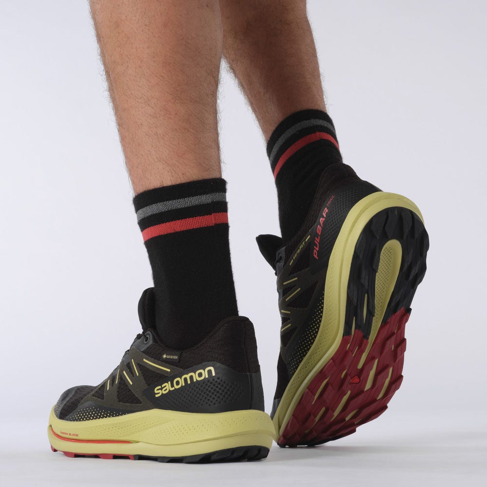 Salomon PULSAR TRAIL GORE-TEX Férfi Terepfutó Cipő Fekete/Zöld/Piros | KXI627549
