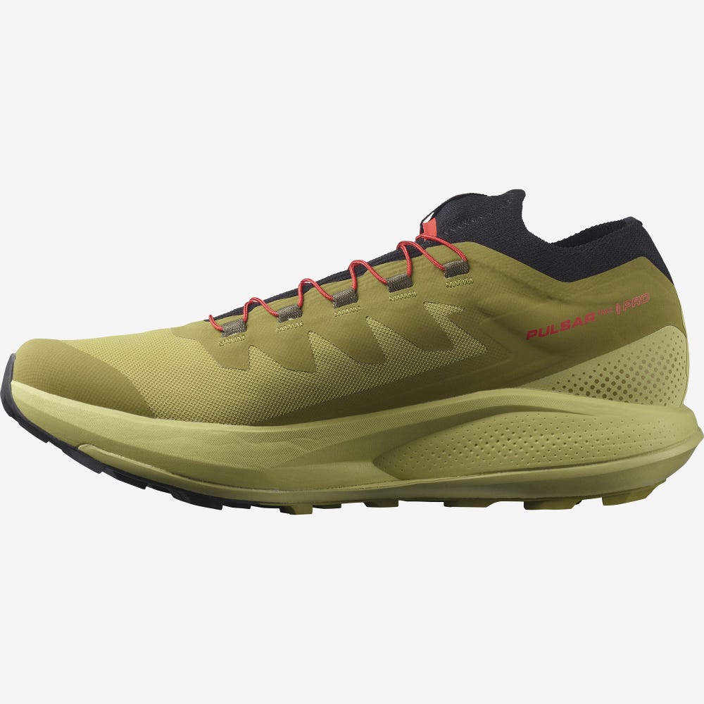 Salomon PULSAR TRAIL PRO Férfi Terepfutó Cipő Zöld/Fekete | LUS519860