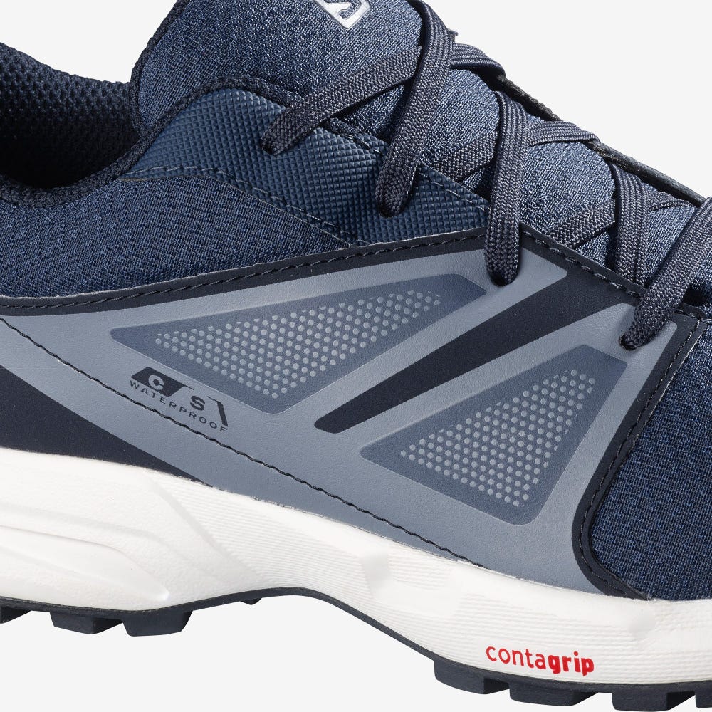 Salomon SENSE CLIMASALOMON™ WATERPROOF Gyerek Futócipő Sötétkék/Szürke | STQ086471