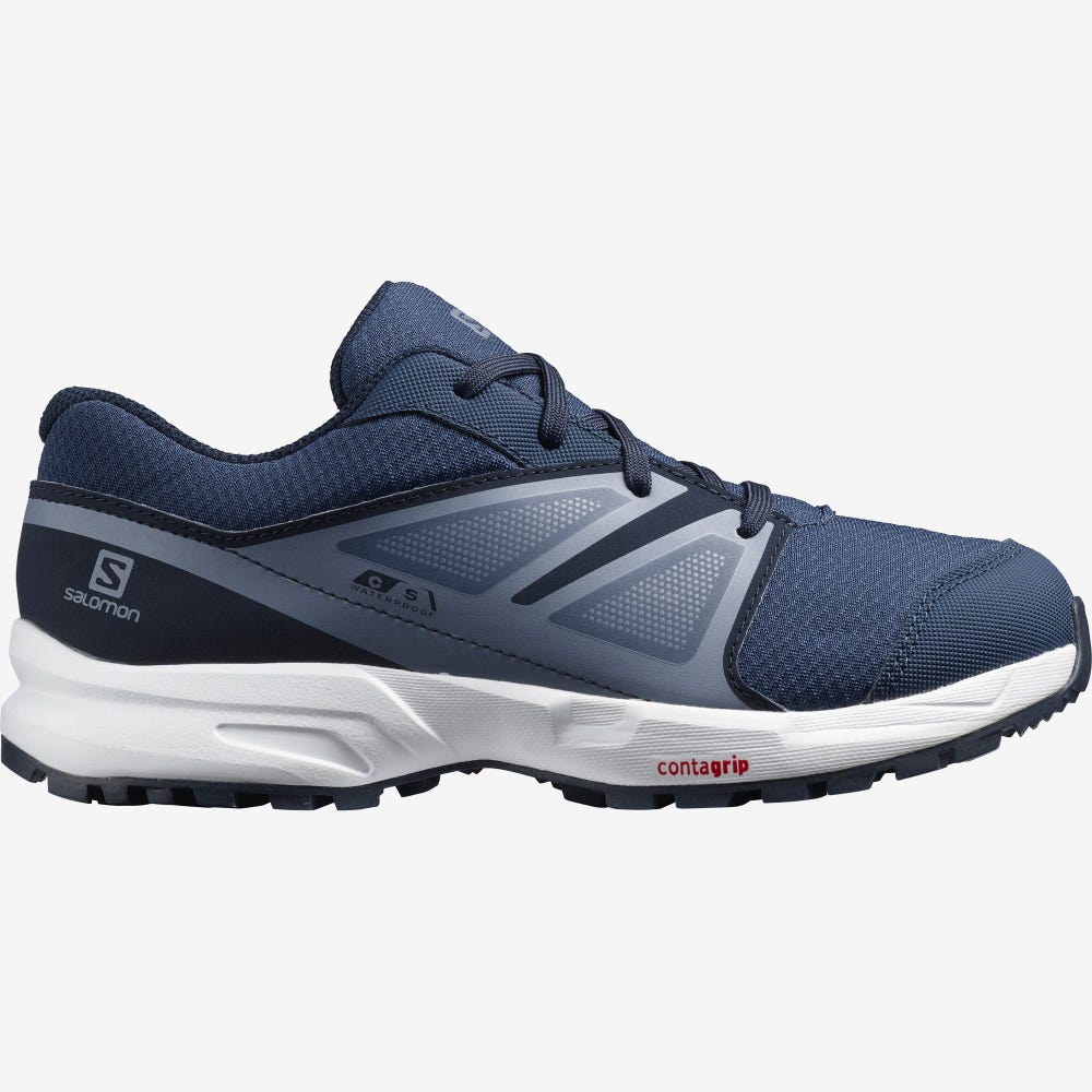 Salomon SENSE CLIMASALOMON™ WATERPROOF Gyerek Futócipő Sötétkék/Szürke | STQ086471