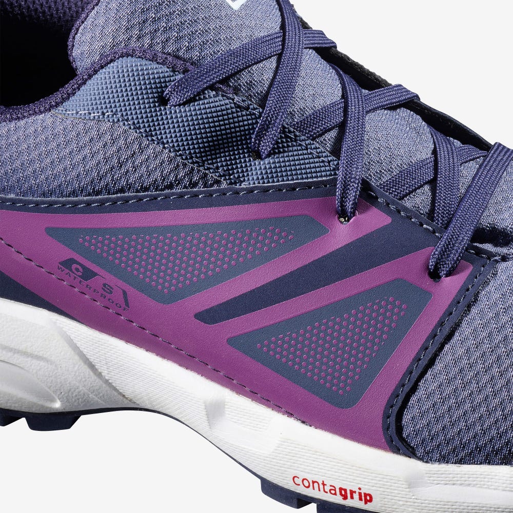 Salomon SENSE CLIMASALOMON™ WATERPROOF Gyerek Futócipő Kék/Lila | WRL196438