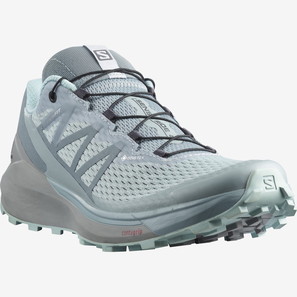 Salomon SENSE RIDE 4 GORE-TEX INVISIBLE FIT Női Terepfutó Cipő Zöld/Türkiz | BPC479508