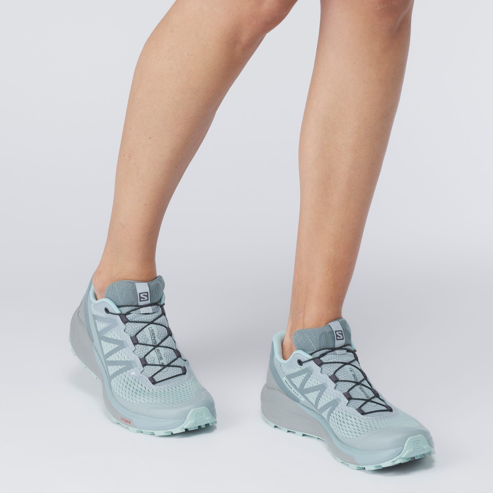 Salomon SENSE RIDE 4 GORE-TEX INVISIBLE FIT Női Terepfutó Cipő Zöld/Türkiz | BPC479508