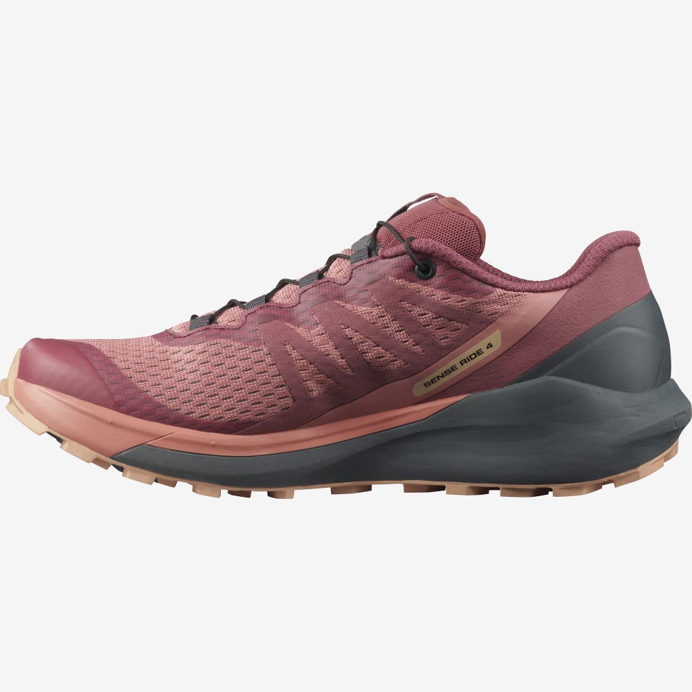 Salomon SENSE RIDE 4 Női Terepfutó Cipő Sötét Piros/Sötétkék | RAB875410