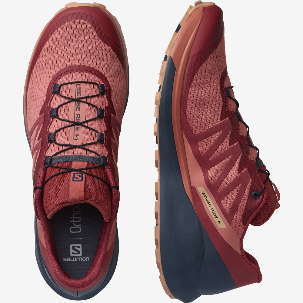 Salomon SENSE RIDE 4 Női Terepfutó Cipő Sötét Piros/Sötétkék | RAB875410