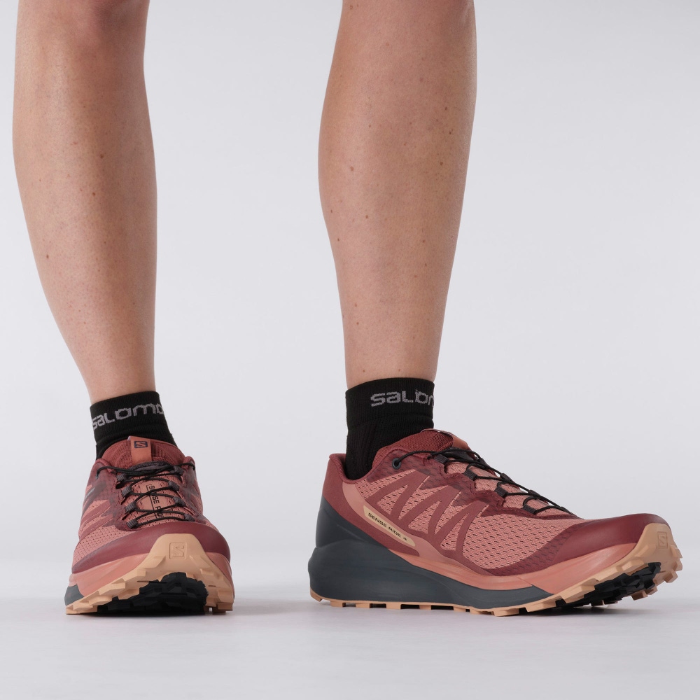 Salomon SENSE RIDE 4 Női Terepfutó Cipő Sötét Piros/Sötétkék | RAB875410