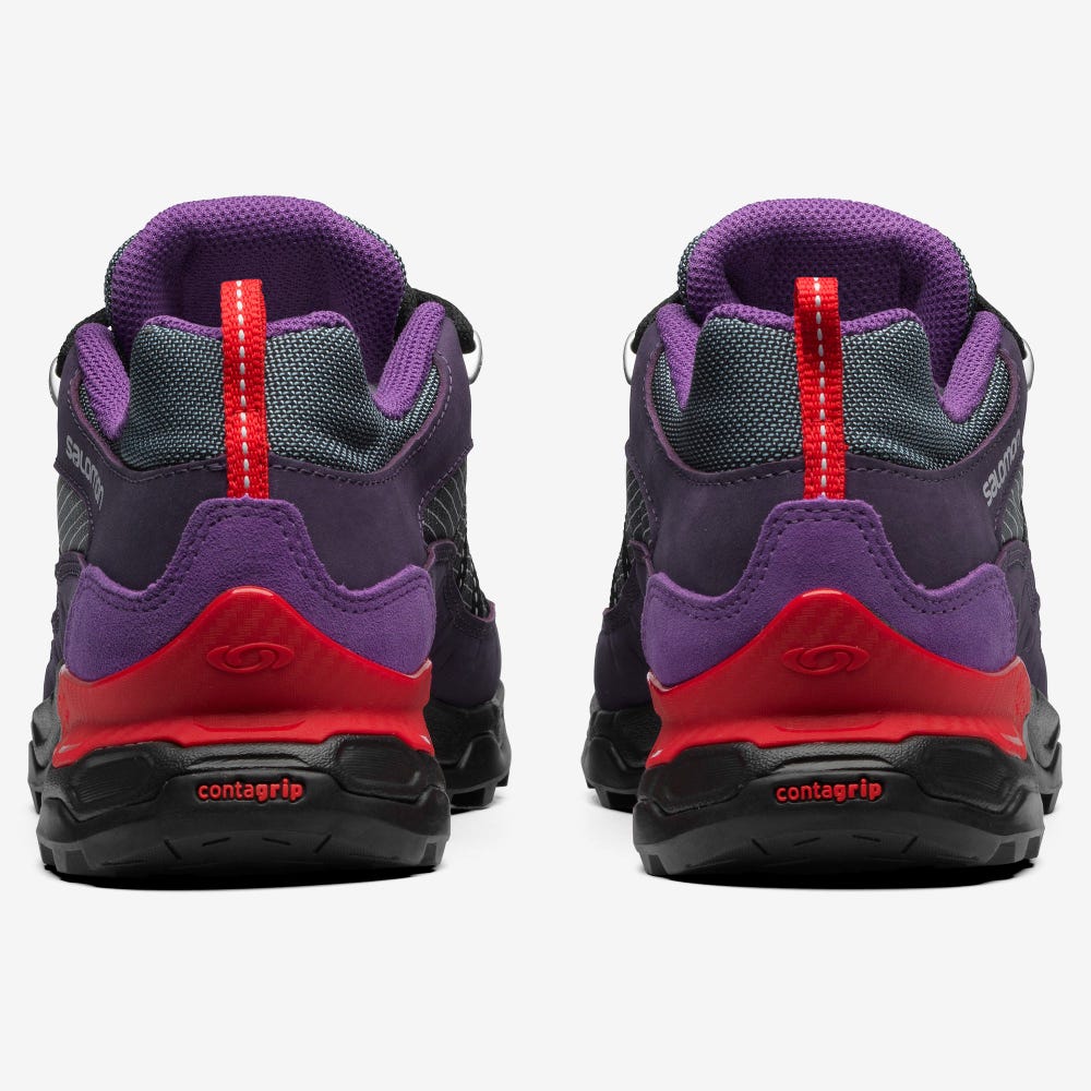 Salomon SHELTER LOW LEATHER Férfi Sportcipő Szürke/Lila/Piros | TLK627853