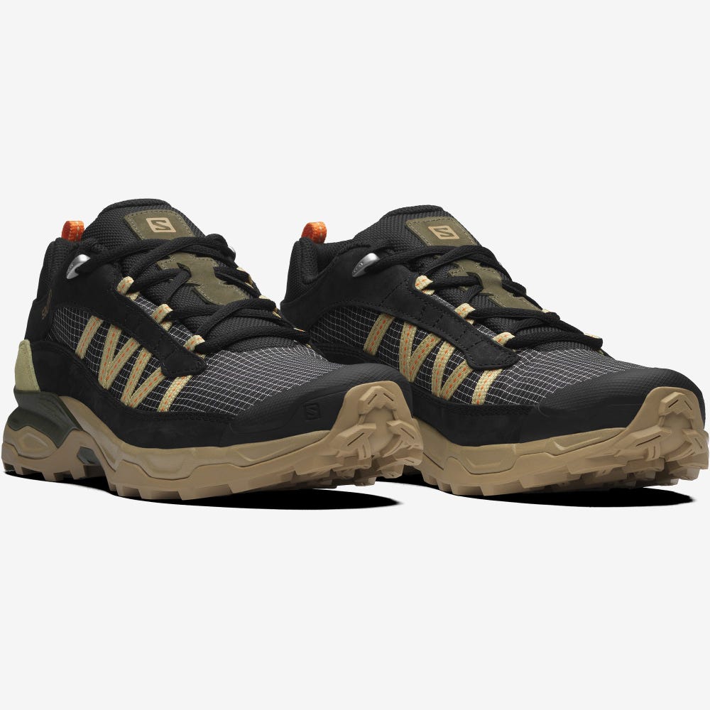 Salomon SHELTER LOW LEATHER Női Sportcipő Fekete/Zöld | AGS763025