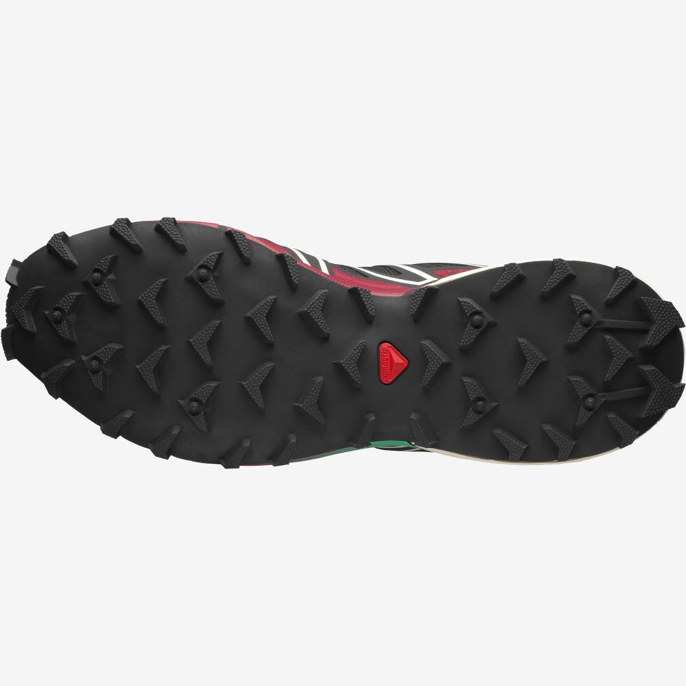 Salomon SPEEDCROSS 3 Férfi Sportcipő Fekete/MélyZöld/Piros | AIP783945