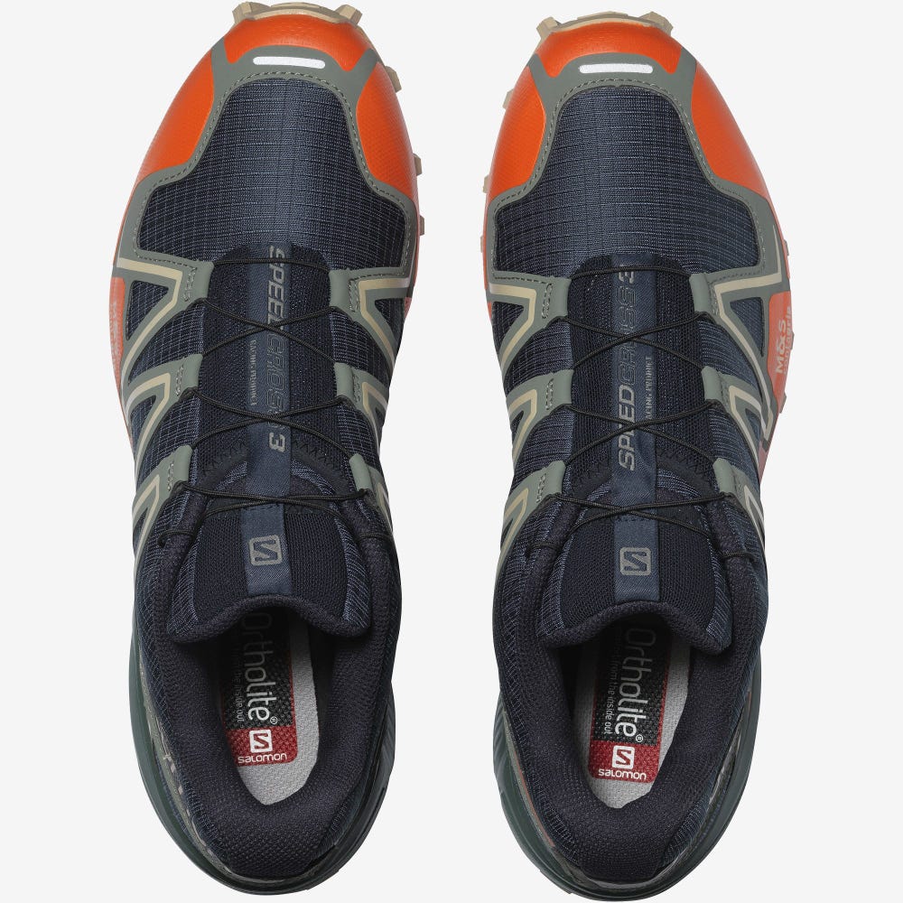 Salomon SPEEDCROSS 3 Férfi Sportcipő Sötétkék/Piros Narancssárga/Zöld | HCY453276