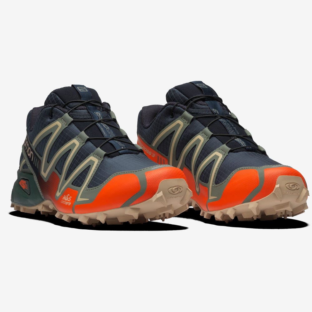 Salomon SPEEDCROSS 3 Férfi Sportcipő Sötétkék/Piros Narancssárga/Zöld | HCY453276