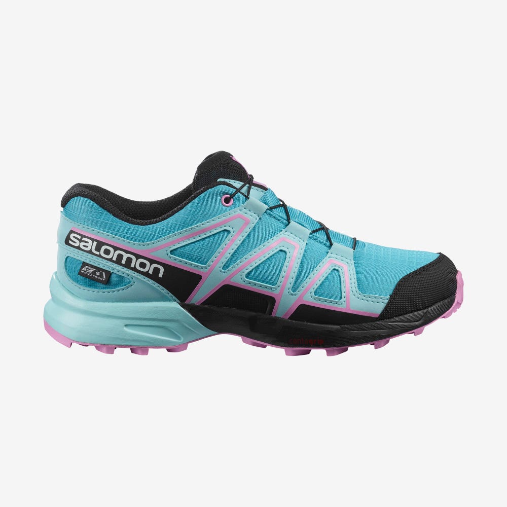Salomon SPEEDCROSS CLIMASALOMON™ WATERPROOF Gyerek Túrabakancs Kék/Türkiz/Lila | JXO347280
