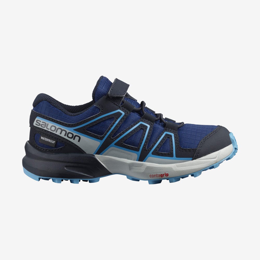 Salomon SPEEDCROSS CLIMASALOMON™ WATERPROOF Gyerek Terepfutó Cipő Sötétkék/Kék | YWO680912