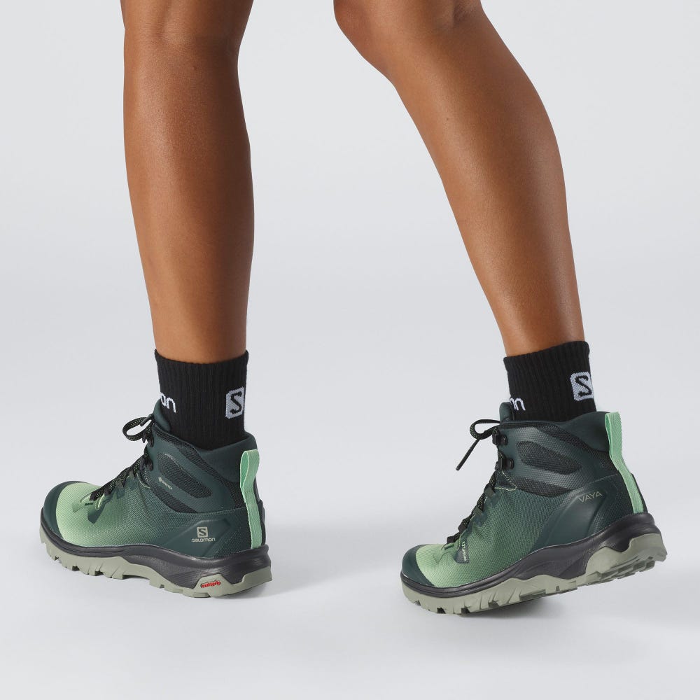 Salomon VAYA MID GORE-TEX Női Túrabakancs Zöld/Szürke | VKN068731