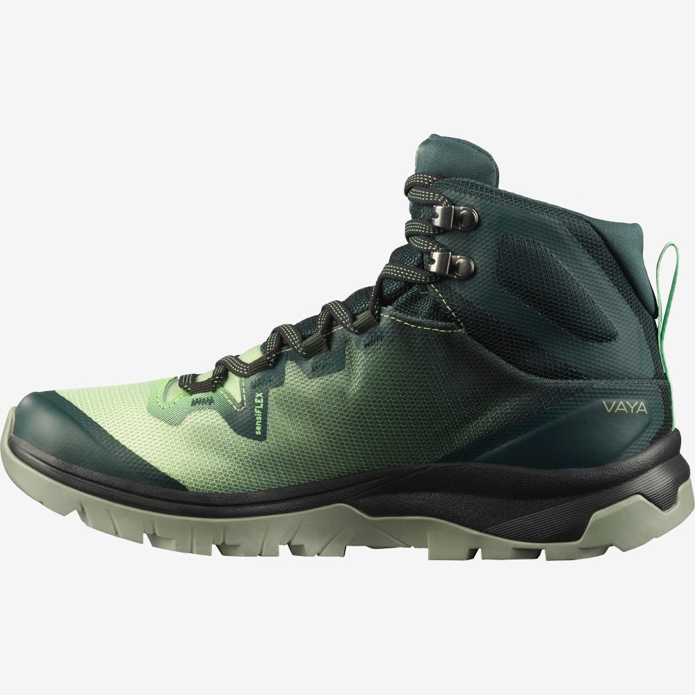 Salomon VAYA MID GORE-TEX Női Túrabakancs Zöld/Szürke | VKN068731
