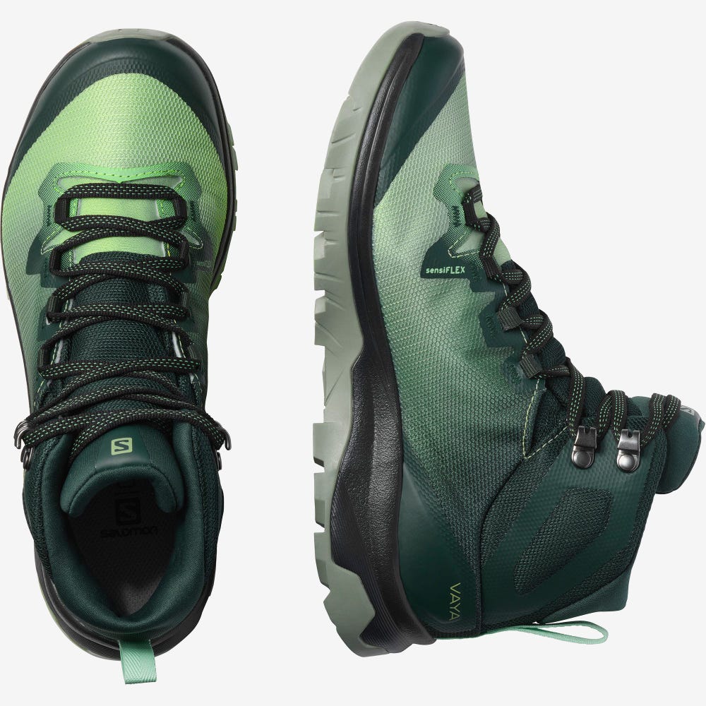 Salomon VAYA MID GORE-TEX Női Túrabakancs Zöld/Szürke | VKN068731