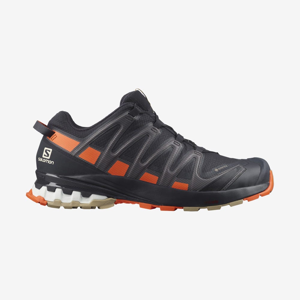 Salomon XA PRO 3D v8 GORE-TEX Férfi Túracipő Sötétkék/Piros Narancssárga | OUA705132