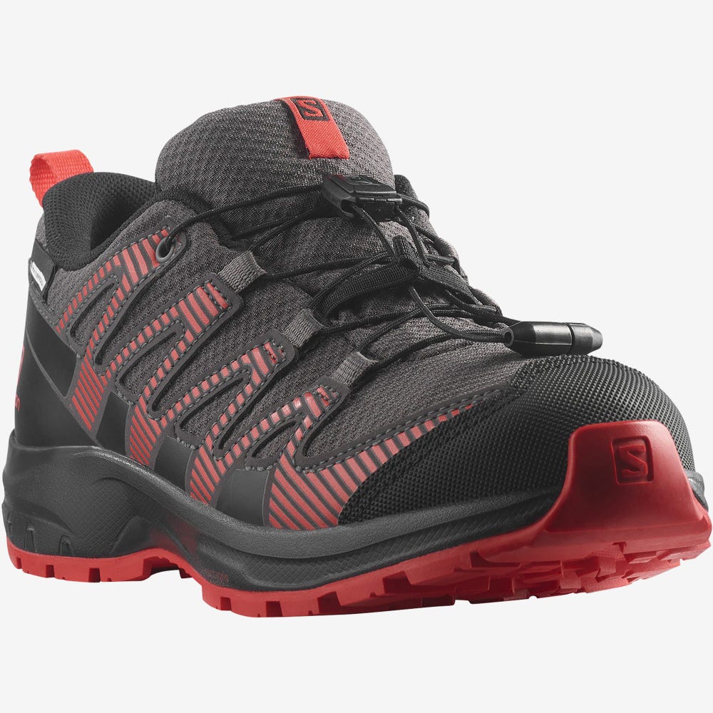 Salomon XA PRO V8 CLIMASALOMON™ WATERPROOF Gyerek Terepfutó Cipő Szürke/Fekete/Piros | OYD785360