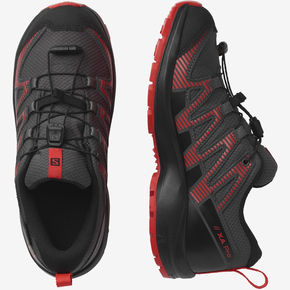 Salomon XA PRO V8 CLIMASALOMON™ WATERPROOF Gyerek Terepfutó Cipő Szürke/Fekete/Piros | OYD785360