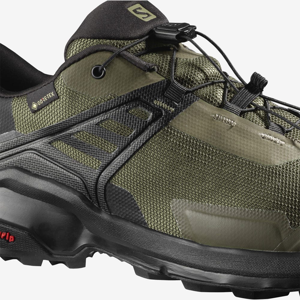 Salomon X RAISE GORE-TEX Férfi Túracipő Olivazöld/Fekete | CUE380524