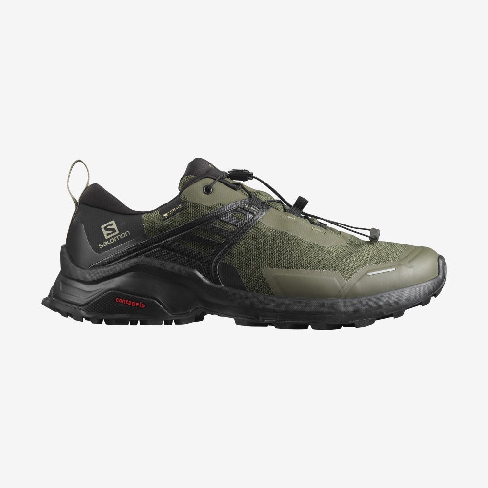 Salomon X RAISE GORE-TEX Férfi Túracipő Olivazöld/Fekete | CUE380524