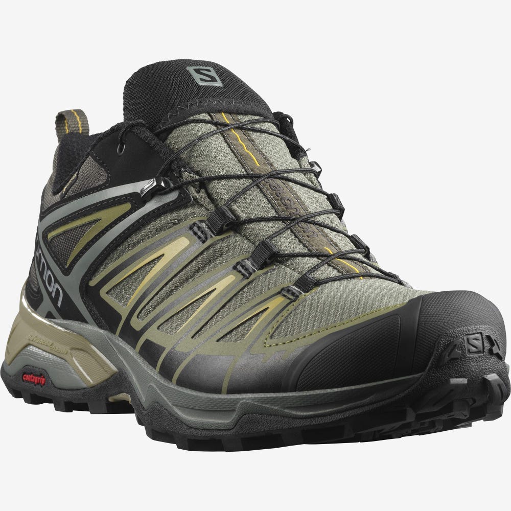 Salomon X ULTRA 3 GORE-TEX Férfi Túracipő Szürke/Zöld | YIG152938