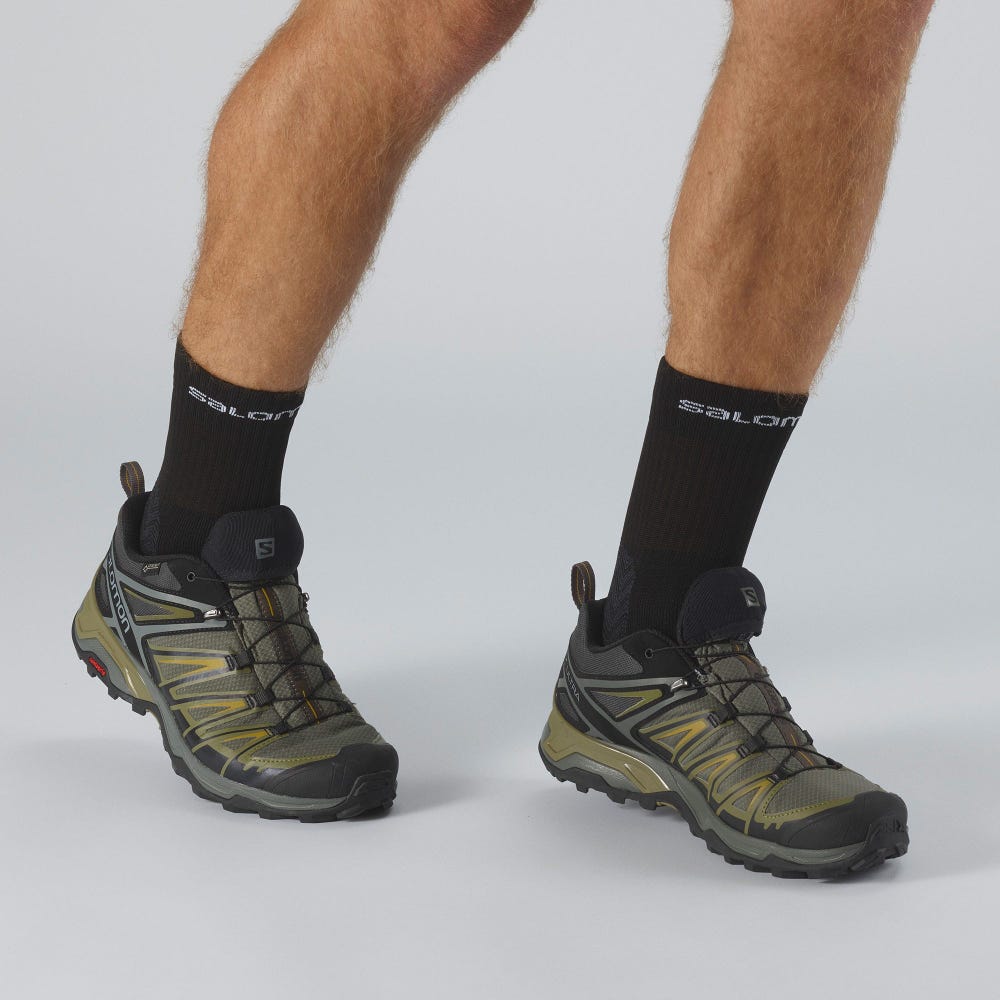 Salomon X ULTRA 3 GORE-TEX Férfi Túracipő Szürke/Zöld | YIG152938