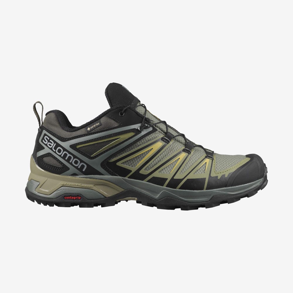 Salomon X ULTRA 3 GORE-TEX Férfi Túracipő Szürke/Zöld | YIG152938