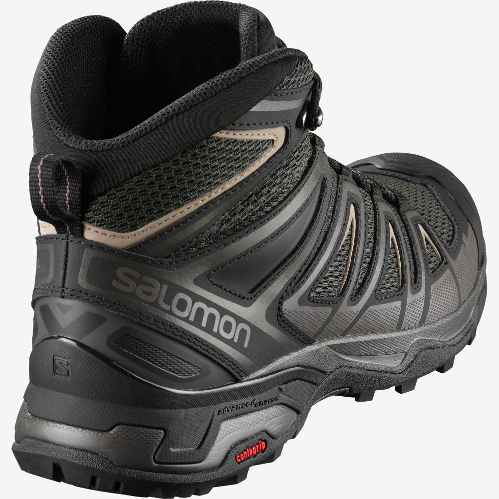 Salomon X ULTRA MID 3 AERO Férfi Túrabakancs Olivazöld/Fekete | ZAS604723