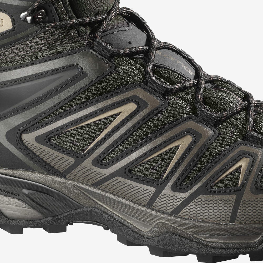 Salomon X ULTRA MID 3 AERO Férfi Túrabakancs Olivazöld/Fekete | ZAS604723