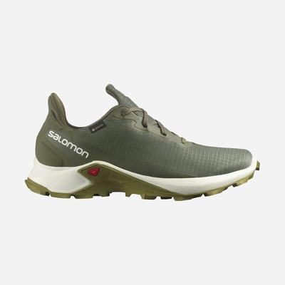 Salomon ALPHACROSS 3 GORE-TEX Férfi Terepfutó Cipő Olivazöld/Világos Sárga/Zöld | XHI471095