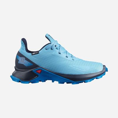Salomon ALPHACROSS BLAST CLIMASALOMON™ WATERPROOF Gyerek Terepfutó Cipő Kék/Sötétkék/Sötétkék | AWC308627