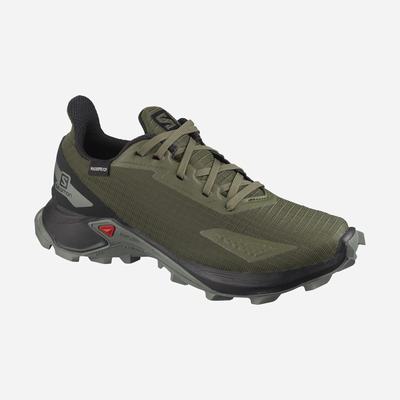 Salomon ALPHACROSS BLAST CLIMASALOMON™ WATERPROOF Gyerek Terepfutó Cipő Olivazöld/Fekete/Szürke | LHM326791