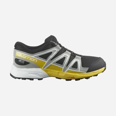 Salomon SPEEDCROSS CLIMASALOMON™ WATERPROOF Gyerek Terepfutó Cipő Fekete/Citrom | QDO365789