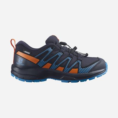 Salomon XA PRO V8 CLIMASALOMON™ WATERPROOF Gyerek Túrabakancs Sötétkék/Narancssárga | UOF276501