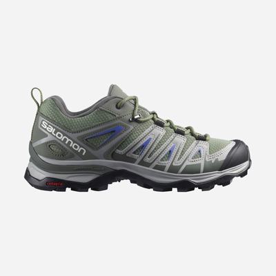 Salomon X ULTRA PIONEER Női Túracipő Zöld/Szürke/Kék | DZG274316